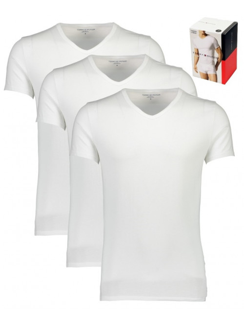 Pánské trička Tommy Hilfiger V-Neck Tee SS bílé 3-pack