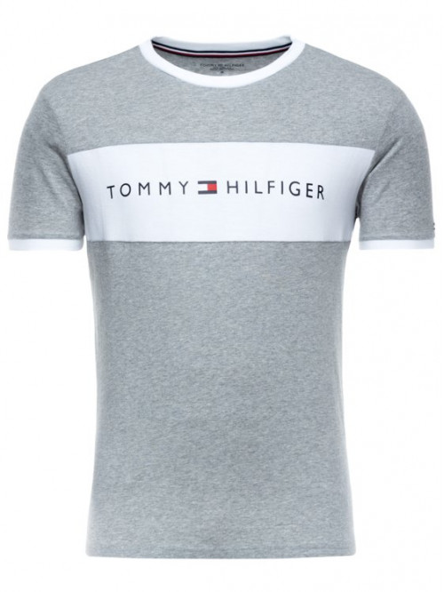 Pánské tričko Tommy Hilfiger Tee Logo Flag šedé