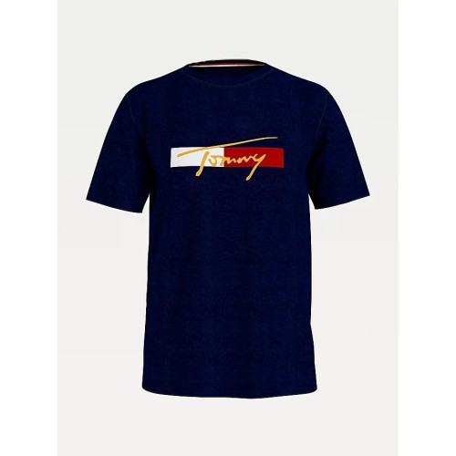 Pánské tričko Tommy Hilfiger Organic Cotton Logo Modré