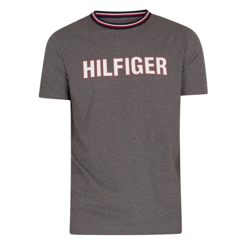 Pánské tričko Tommy Hilfiger CN SS Tee Graphic Lounge šedé