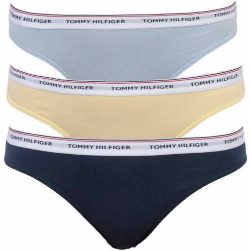 Dámské kalhotky Tommy Hilfiger Bikini 3-pack žluté, modré, světlemodré
