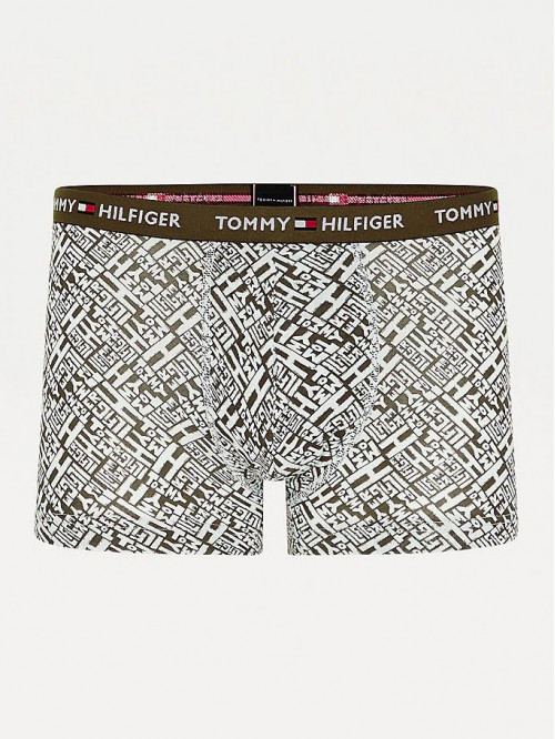 Pánské Boxerky Tommy Hilfiger All-Over Print Organic Cotton Trunks zelené