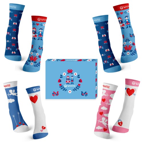 Valentýnská krabička Ponožky pro pár Wantee 4-pack